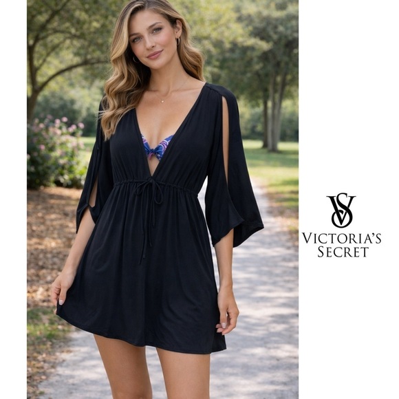 Victoria's Secret Dresses & Skirts - Victoria’s Secret open sleeves V neck tie empire waist slip on cover-up/dress